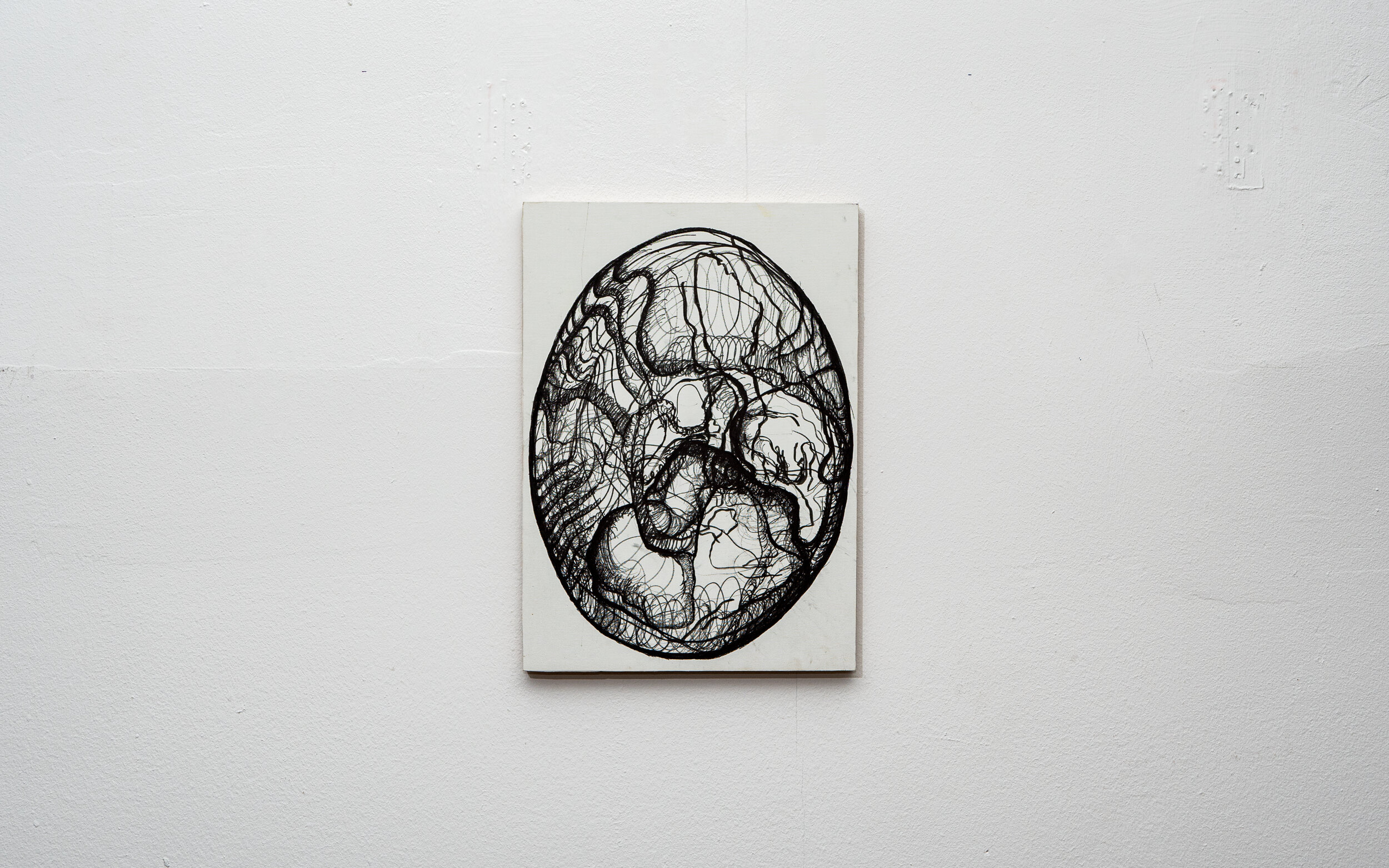  VOID EGG, 30 x 42 x 2 cm, 2020,  Ink on canvas mounted on wood panel 